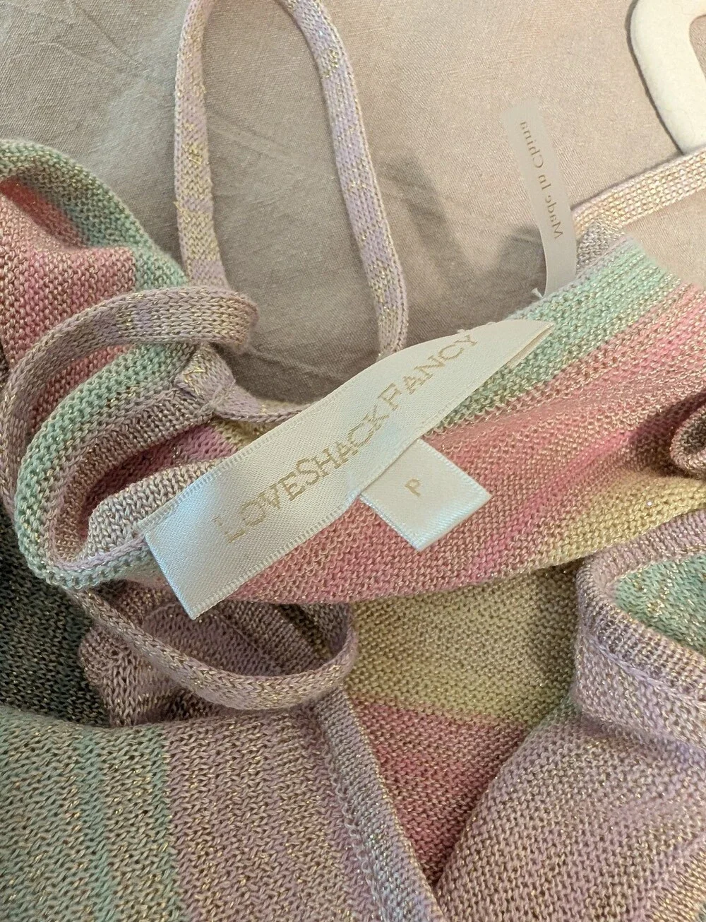 LoveShackFancy Pastel Multicolor Striped Knit Slip Mini dress size P - Picture 3 of 4